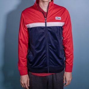 Fila Men’s small red white and blue slim track jacket
